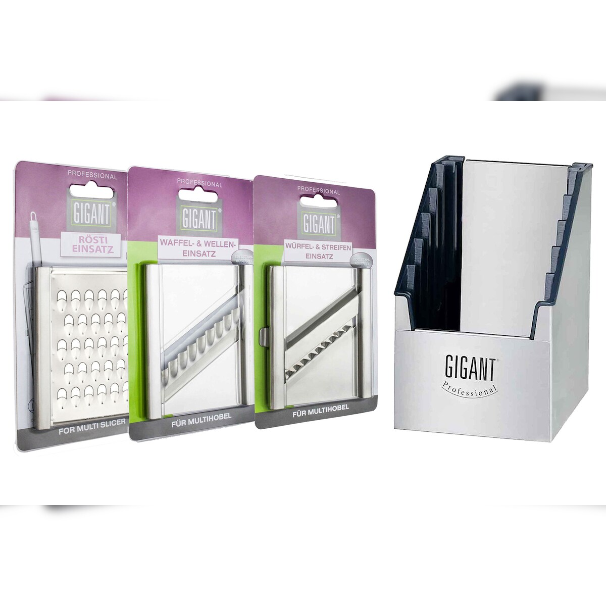 Novabest Multi-Box für 4-fach Hobel Gigant mit gleich 3 Einsätzen, Rösti, Waffel und Wellen, Würfel-und Streifenschnitt Image