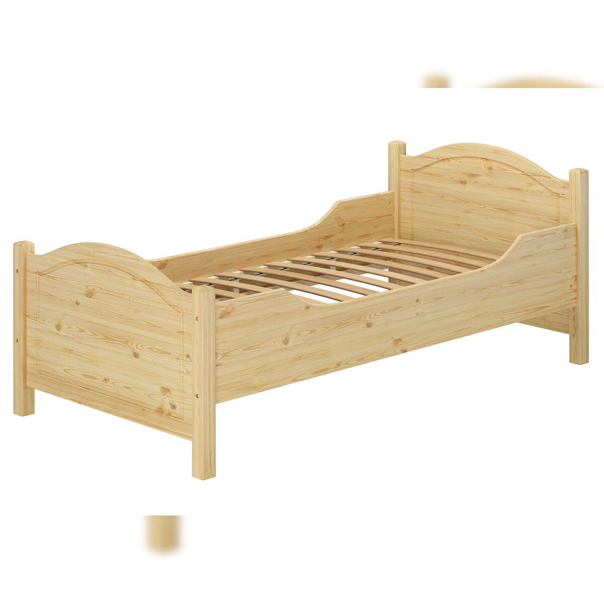 Erst-Holz Seniorenbett extra hoch Rollrost 90x200 Massivholz Kiefer Holzbett Einzelbett Gästebett 60.40-09FL Image