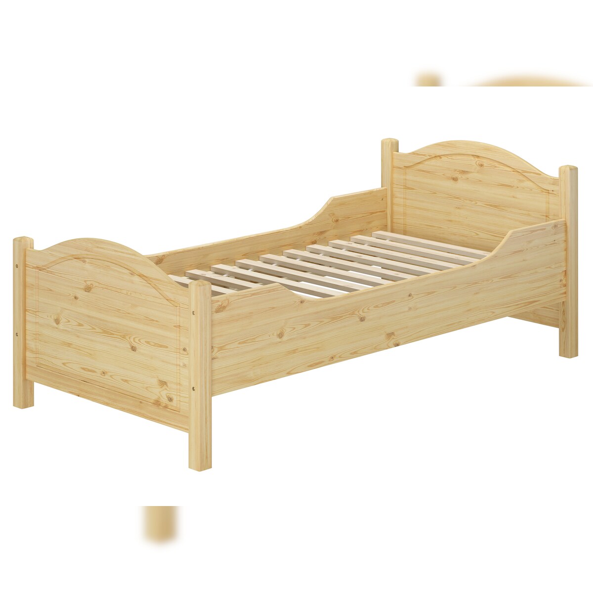 Erst-Holz Seniorenbett extra hoch Rollrost 90x200 Massivholz Kiefer Holzbett Einzelbett Gästebett 60.40-09 Image