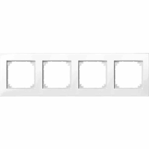 Merten M-PLAN Rahmen, 4f, polarweiß, glänzend, Kunststoff, geeignet für Geräteeinbaukanal, geeignet für Unterputz-Installation Image