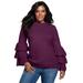 Plus Size Women's Tiered-Sleeve Sweater by Roaman's in Dark Berry (Size 26/28)