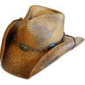 STARS & STRIPES Red Rock Straw Western Cowboy Hat - Brown - Small