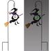 Sunset Vista Designs Co. Glow in the Dark Witch Garden Stake Metal in Black/Indigo/Yellow | 28 H x 11 W x 1.5 D in | Wayfair 15751