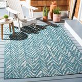 Blue/Gray 53 x 0.2 in Area Rug - Mistana™ Adamski Chevron Indoor/Outdoor Area Rug, Polypropylene | 53 W x 0.2 D in | Wayfair