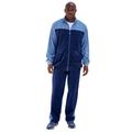 Men's Big & Tall Colorblock Velour Tracksuit by KingSize in Navy Slate Blue (Size 3XL)