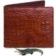HATA Brown Alligator Belly Bifold Wallet for Men Crocodile Hornback Premium Wallet Credit Card RFID Blocking Flip ID Handmade by Vietnamese VINAM-41