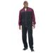 Men's Big & Tall Colorblock Velour Tracksuit by KingSize in Deep Burgundy Black (Size L)