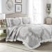 House of Hampton® Callicoat Reversible Coverlet/Bedspread Set Cotton in Gray | Full/Queen Bedspread + 2 Standard Shams | Wayfair