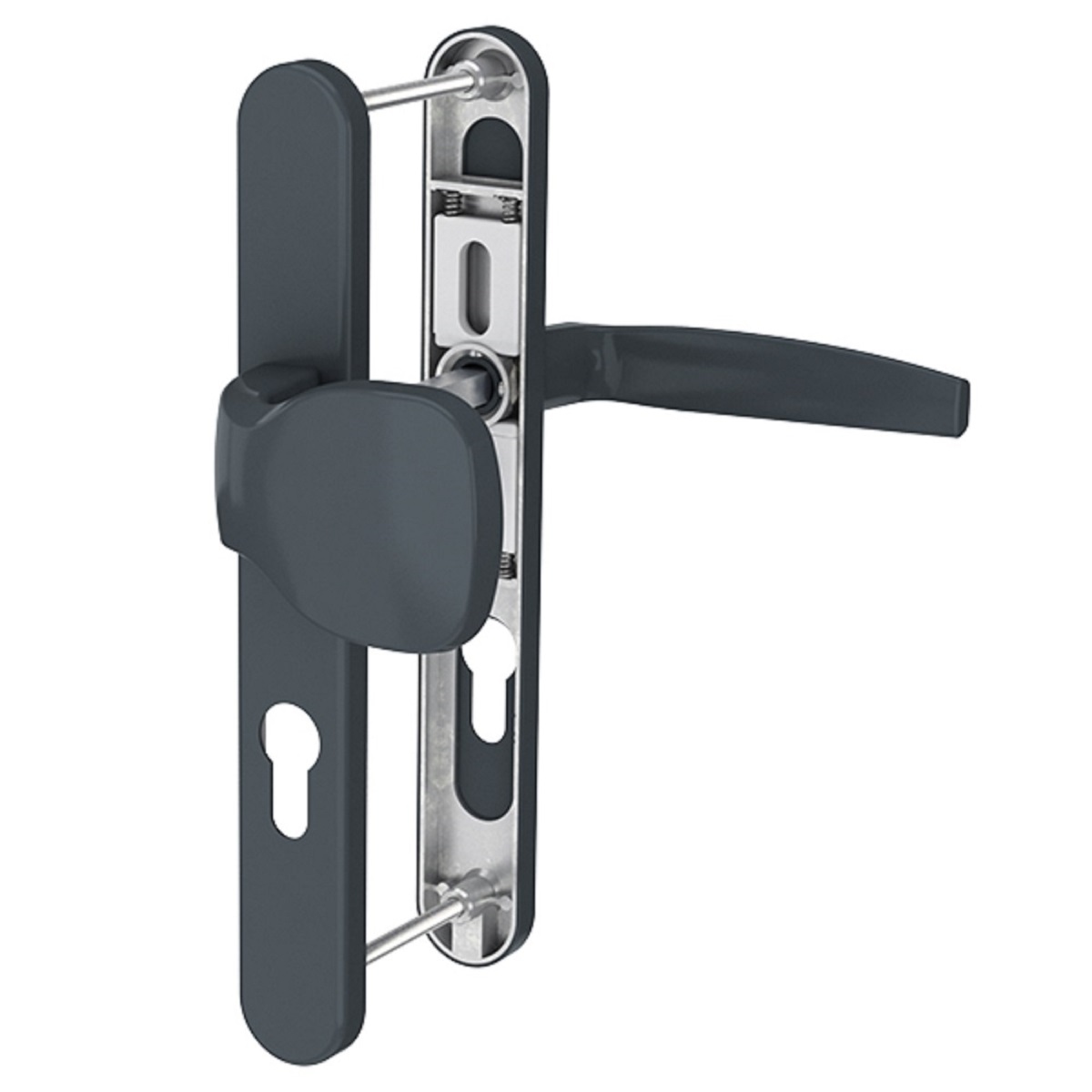 MS Beschläge Schmalrahmengarnitur 92mm Anthrazit RAL7016 PZ Lochung Knopf/Drücker TS 39-54mm Image