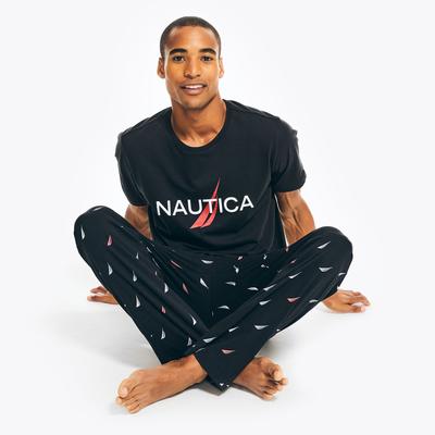 Nautica Men's Logo Graphic Sleep T-Shirt True Black, S