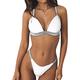 ANASABI Women Triangle Thong Push Up Bikini Set Brazilian Molded Bra Swimsuit - white - Medium