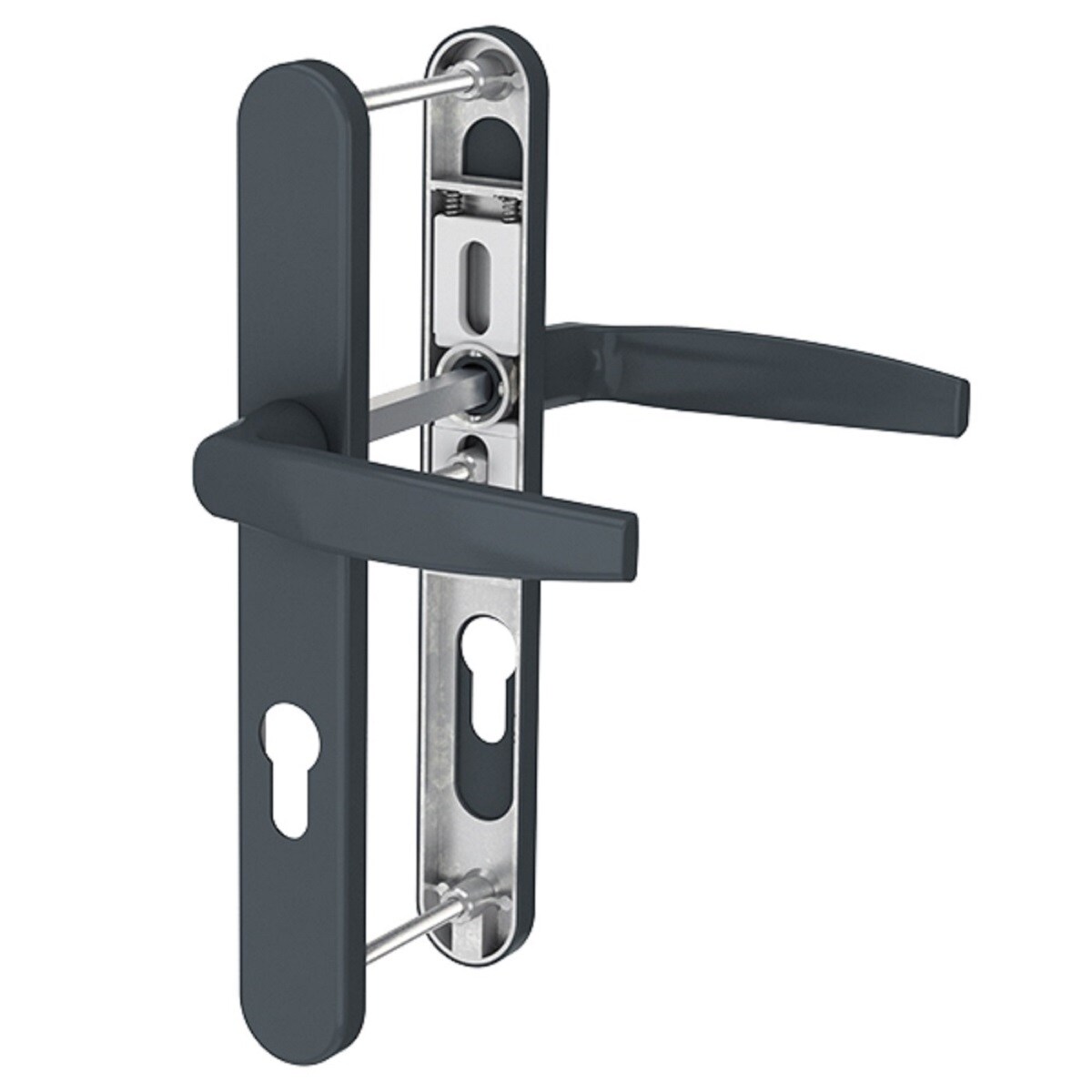 MS Beschläge Schmalrahmengarnitur 92mm Anthrazit RAL7016 PZ Lochung Drücker/Drücker TS 87-102mm Image