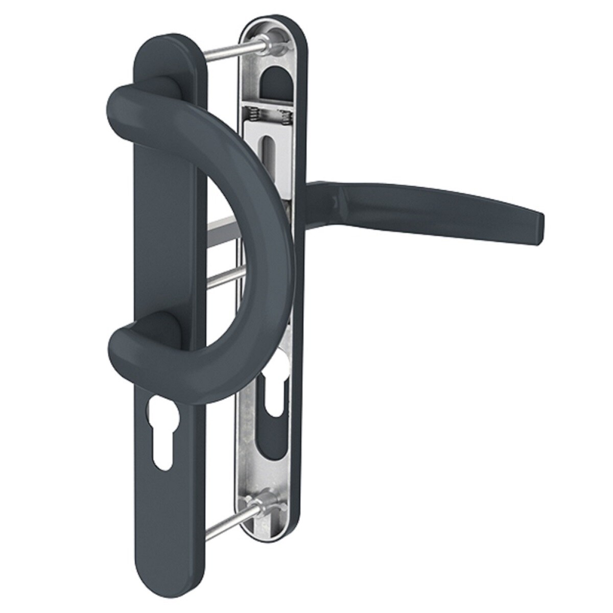 MS Beschläge Schmalrahmengarnitur 92mm Anthrazit RAL7016 PZ Bügelgriff/Drücker TS 71-86mm Image
