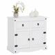 Buffet RURAL commode bahut vaisselier en pin massif blanc avec 2 tiroirs et 2 portes, meuble de