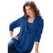 Plus Size Women's Lace-Trim Cowl Neck Sweater by Roaman's in Twilight Blue (Size S)