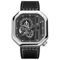 agelocer Men's Fashion Punk Stainless Steel Mechanical Square 44mm Analog Luminous Watch (OZ:5801A1)