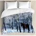 East Urban Home Equestrian Horse Between Trees in Winter Forest Frozen Woods Icy Land Nature Picture Duvet Cover Set Microfiber | Queen | Wayfair