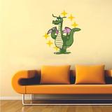 Zoomie Kids Funny Dragon Happy Adorable Cartoon Wall Decal Vinyl in Green/Yellow | 30 H x 15 W in | Wayfair 23A6A21A0AB14970B5DC1A3FF1C336CB