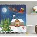 The Holiday Aisle® Ahsan Christmas Santa w/ Rudolf Single Shower Curtain Polyester | 70 H x 69 W in | Wayfair THLA2047 39394064