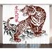East Urban Home Tattoo Chinese Tiger w/ Stripes & Roaring while its Paws on the Rock Print Semi-Sheer Rod Pocket Curtain Panels | 96 H in | Wayfair