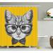 Ebern Designs Madeline Animal Sketchy Hand Drawn Design Baby Hipster Cat Cute Kitten w/ Glasses Image Single Shower Curtain | Wayfair