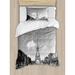 East Urban Home Decorations Famous Travel Destination Eiffel Tower European Landscape Duvet Cover Set Microfiber in Gray | Twin | Wayfair