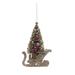 The Holiday Aisle® Sleigh w/ Bottle Brush Tree & Champagne Glitter Hanging Figurine Ornament Plastic in Brown | 7 H x 4.75 W x 3 D in | Wayfair