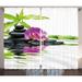 East Urban Home Spa Asian Relaxation w/ Massage Stones Purple Orchid & a Bamboo Graphic Print & Text Semi-Sheer Rod Pocket Curtain Panels Polyester | Wayfair