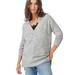 Plus Size Women's Hi-Lo V-Neck Pullover by ellos in Marled Grey (Size 14/16)