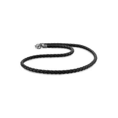 KUZZOI - Herren Echtleder Kette Geflochten Basic 925 Silber Herrenschmuck 1 ct