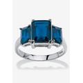 Women's Sterling Silver 3 Square Simulated Birthstone Ring by PalmBeach Jewelry in September (Size 5)