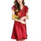 VALIN Women 100% Silk Nightdress Sleeveless Pyjamas S2508,Red,Xl