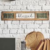 Gracie Oaks Blessed Shuttered Wood Inspirational Canvas Sign Farmhouse Wall Décor Canvas in Brown | 7.75 H x 42 W x 1.25 D in | Wayfair