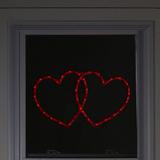 Northlight Seasonal 17" Lighted Double Heart Valentine's Day Window Silhouette Decoration Glass in Red | 10 H x 1 W x 17 D in | Wayfair