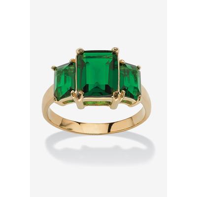 Yellow Gold-Plated Simulated Emerald Cut Birthstone Ring by PalmBeach Jewelry in May (Size 5)