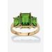 Women's Yellow Gold-Plated Simulated Emerald Cut Birthstone Ring by PalmBeach Jewelry in August (Size 8)