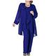 Leader of the Beauty Women's 3 Pieces Dress Suit Chiffon Plus Size Pants Suit for Mother of The Bride Formal Gowns Outfit 18 Royal Blue