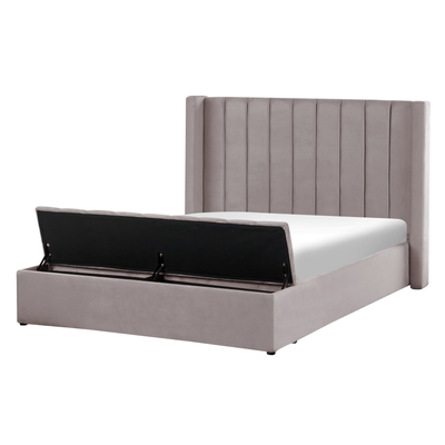 Polsterbett Grau 140 x 200 cm aus Samtstoff mit Stauraum Elegantes Doppelbett Schlafzimmer Modernes Design