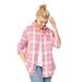 Plus Size Women's Plaid Flannel Shirt by ellos in Dusty Pink Plaid (Size M)