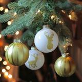 Northlight Seasonal 4ct Champagne Gold & White Deer 2-Finish Christmas Ball Ornaments 4.5" (110mm) Glass in Gray/Yellow | Wayfair 32636487