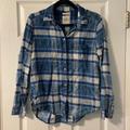 American Eagle Outfitters Tops | American Eagle Blue & White Flannel | Color: Blue/White | Size: M