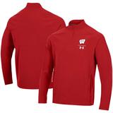 Men's Under Armour Red Wisconsin Badgers Coaches Squad Quarter-Zip Jacket