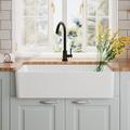 DeerValley Feast 33" L x 20" W Single Bowl Farmhouse Kitchen Sink w/ Sink Grid & Basket Strainer Ceramic in White | 10 H x 19.88 D in | Wayfair