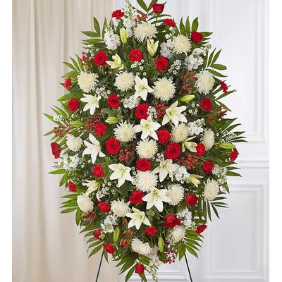 1-800-Flowers Flower Delivery Red & White Sympathy Standing Spray Xl | Happiness Delivered To Their Door