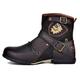 OSSTONE Motorcycle Boots for Men Cowboy Hiking Fashion Zipper Leather Chukka Ankle Boots Casual Shoes OS-5008-1-N-S-Brown-9.5