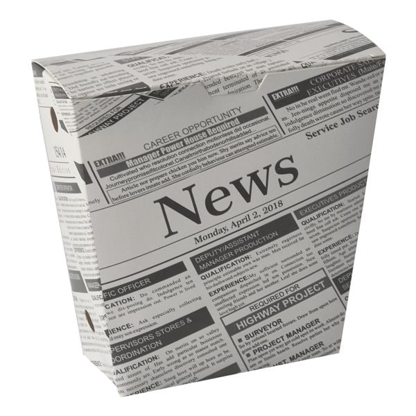 Papstar Pommes-Schütte »Newsprint« 1200 ml, 500 Stück grau, 11x14.5x4.3 cm Image