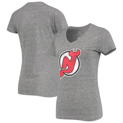 "Women's Fanatics Branded Heathered Gray New Jersey Devils Distressed Logo T-Shirt"