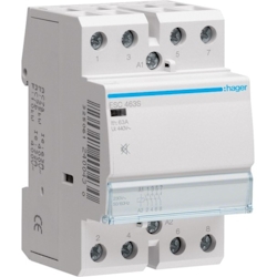 Hager Installationsschütz, 63A, 230V/AC, 400V/AC, 4S, 6500W/AGL, 3000VA/LL, 3TE, ESC463S Image