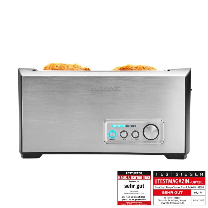 Gastroback Design Toaster Pro 4S Artikel-Nr.: 42398, Mit extrabreiten Toastschächten auch für Hamburger-Brötchen oder Bagel geeignet Image