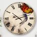 East Urban Home Golden Retriever Dog w/ Butterfly I - Traditional wall clock Metal in Black/Brown/Red | 23 H x 23 W x 1 D in | Wayfair